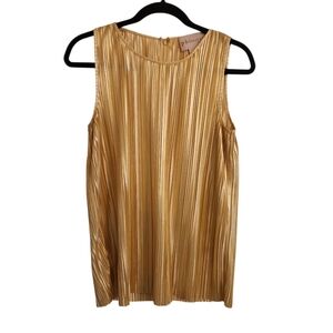 NWOT Philosophy Metallic Liquid Gold Plisse Textured Sleeveless Blouse Size S